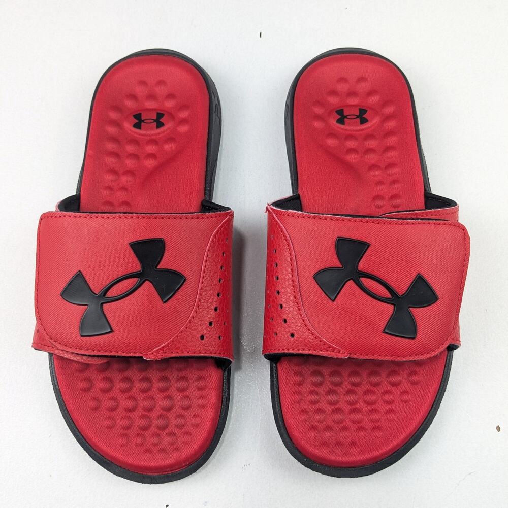 Under Armour Youth 5 Red & Black Slides